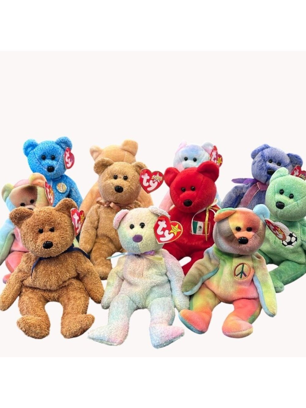 Lot 11 TY Beanie Babies Bears Animals Mixed Styles 1990s Plush Tags Toy